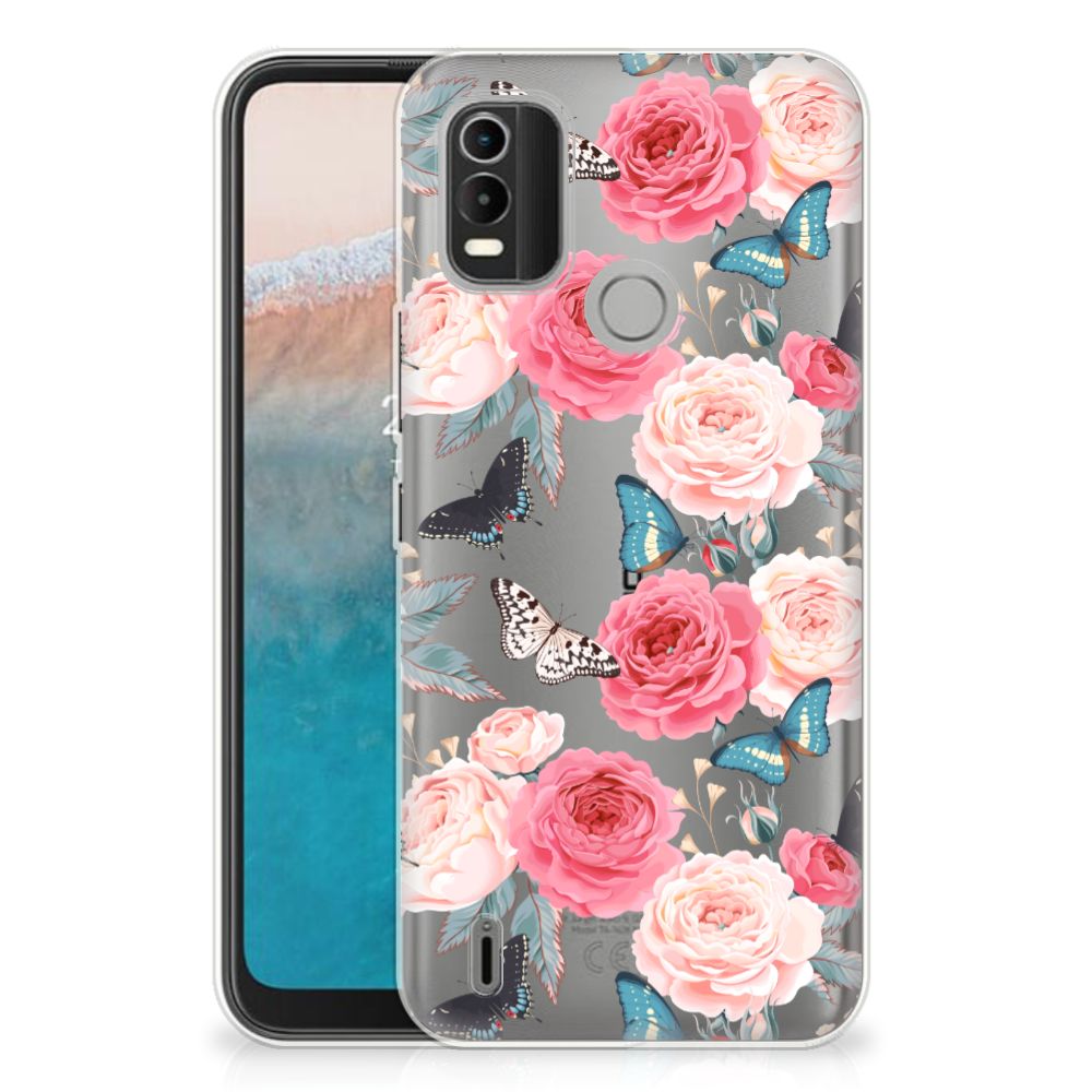 Nokia C21 Plus TPU Case Butterfly Roses