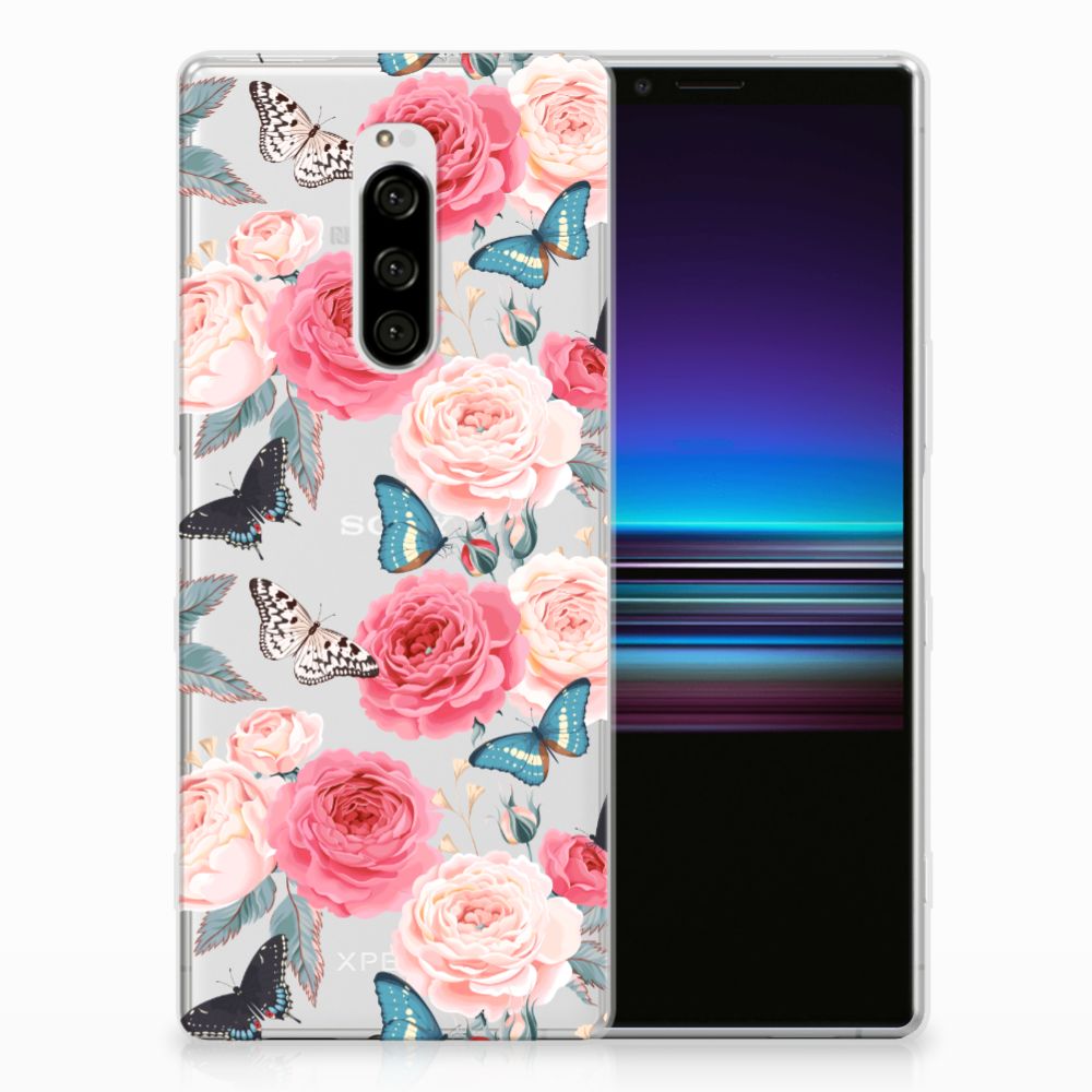 Sony Xperia 1 TPU Case Butterfly Roses