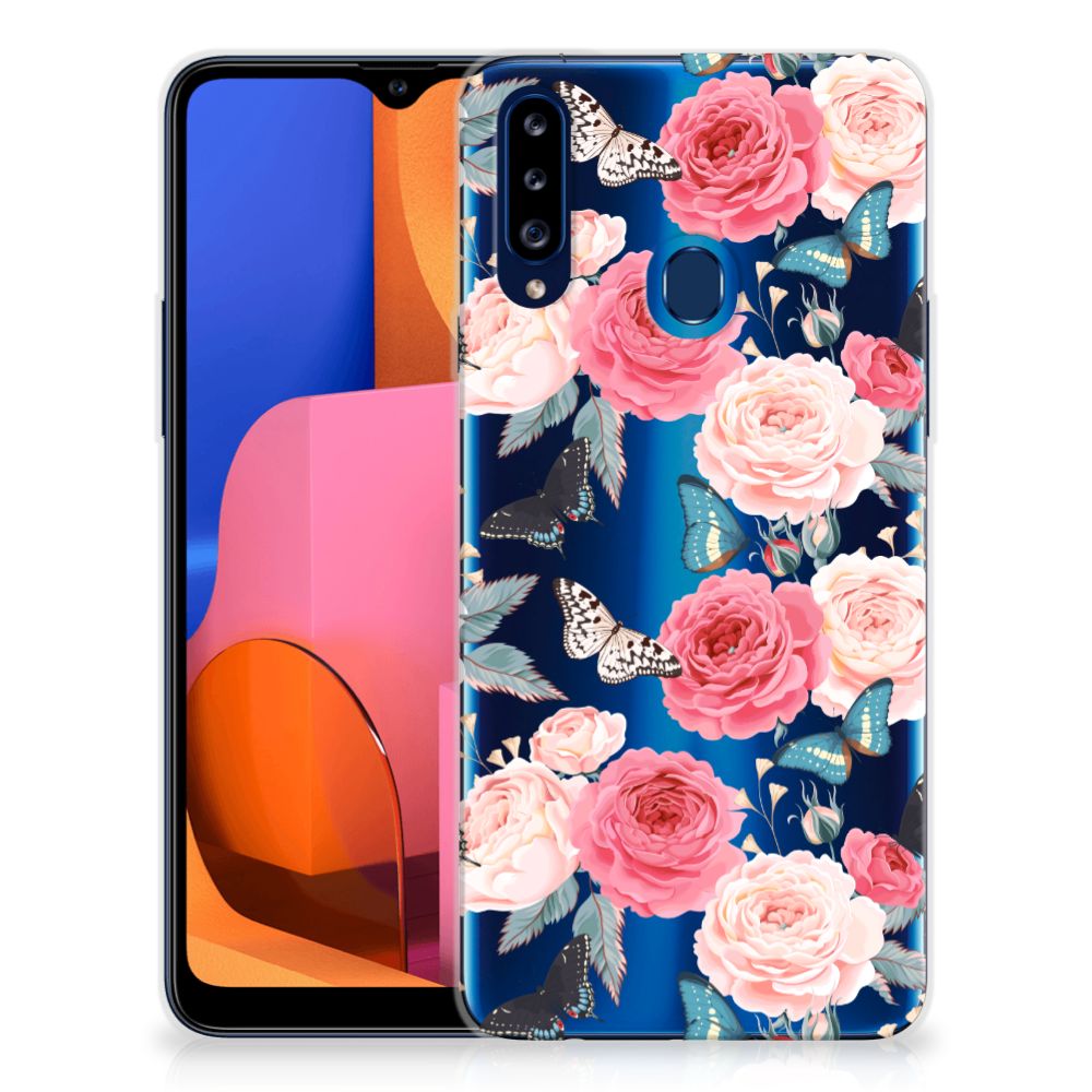 Samsung Galaxy A20s TPU Case Butterfly Roses