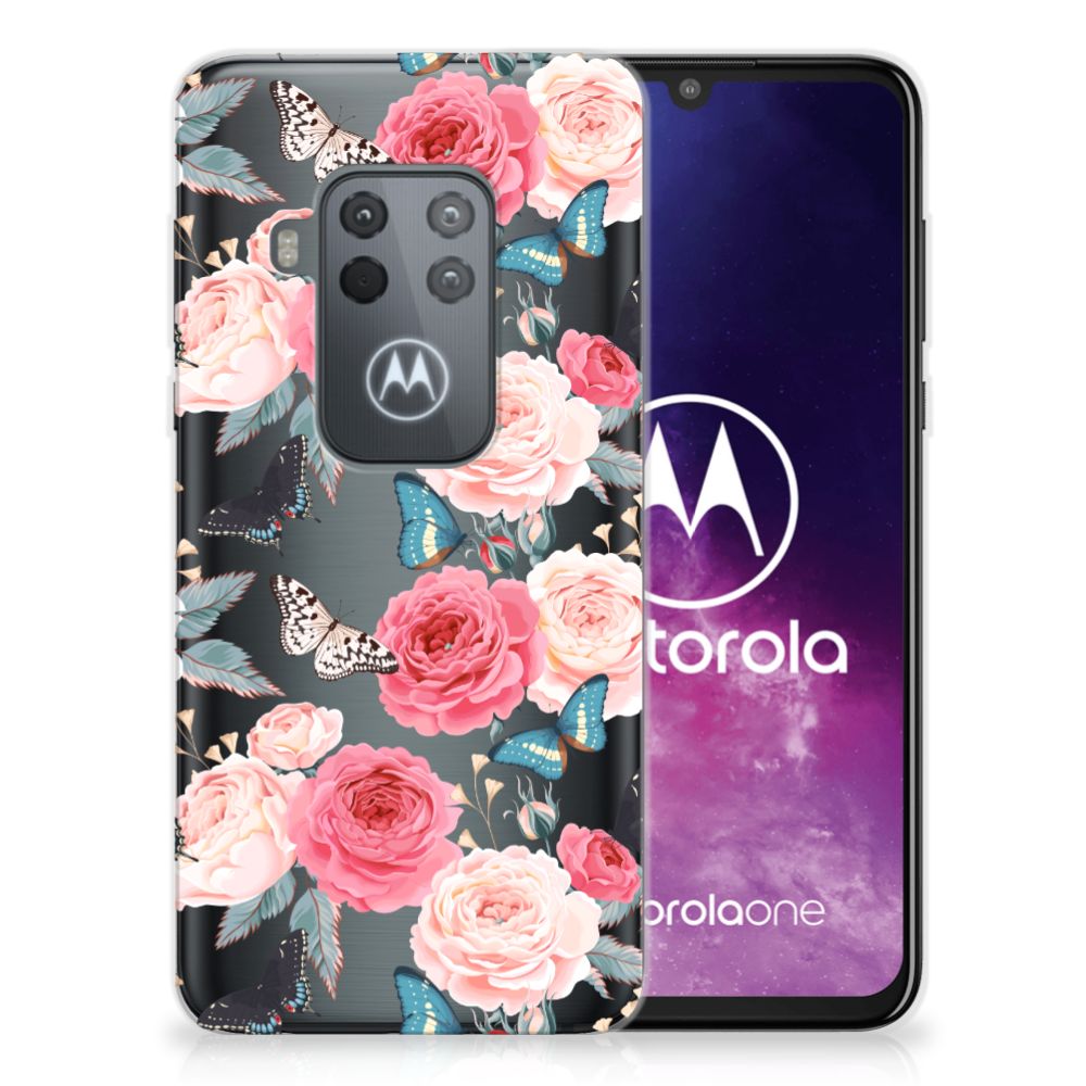 Motorola One Zoom TPU Case Butterfly Roses