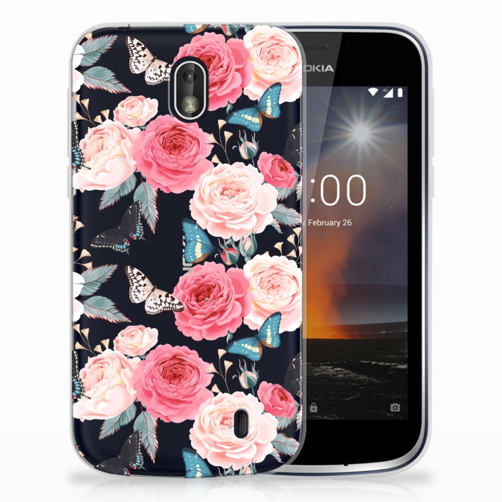Nokia 1 TPU Case Butterfly Roses
