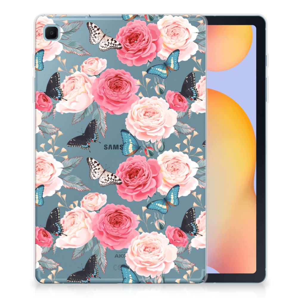 Samsung Galaxy Tab S6 Lite | S6 Lite (2022) Siliconen Hoesje Butterfly Roses