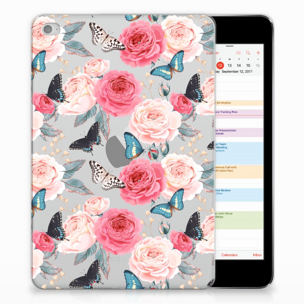 Apple iPad Mini 4 | Mini 5 (2019) Siliconen Hoesje Butterfly Roses