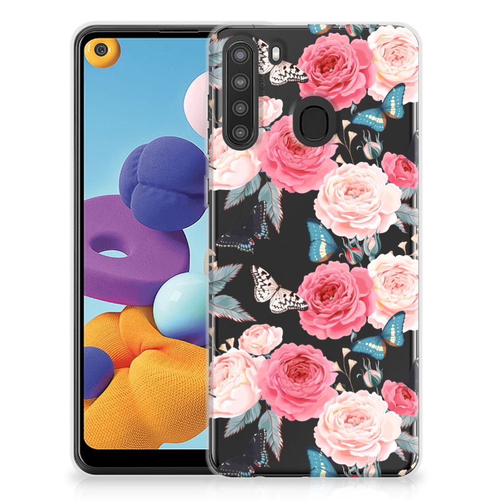 Samsung Galaxy A21 TPU Case Butterfly Roses