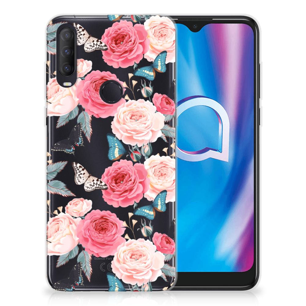 Alcatel 1S (2020) TPU Case Butterfly Roses