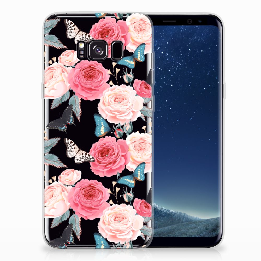 Samsung Galaxy S8 Plus Uniek TPU Hoesje Butterfly Roses