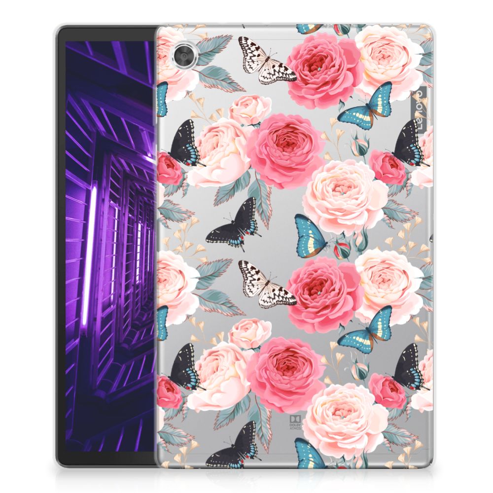 Lenovo Tab M10 Plus Siliconen Hoesje Butterfly Roses
