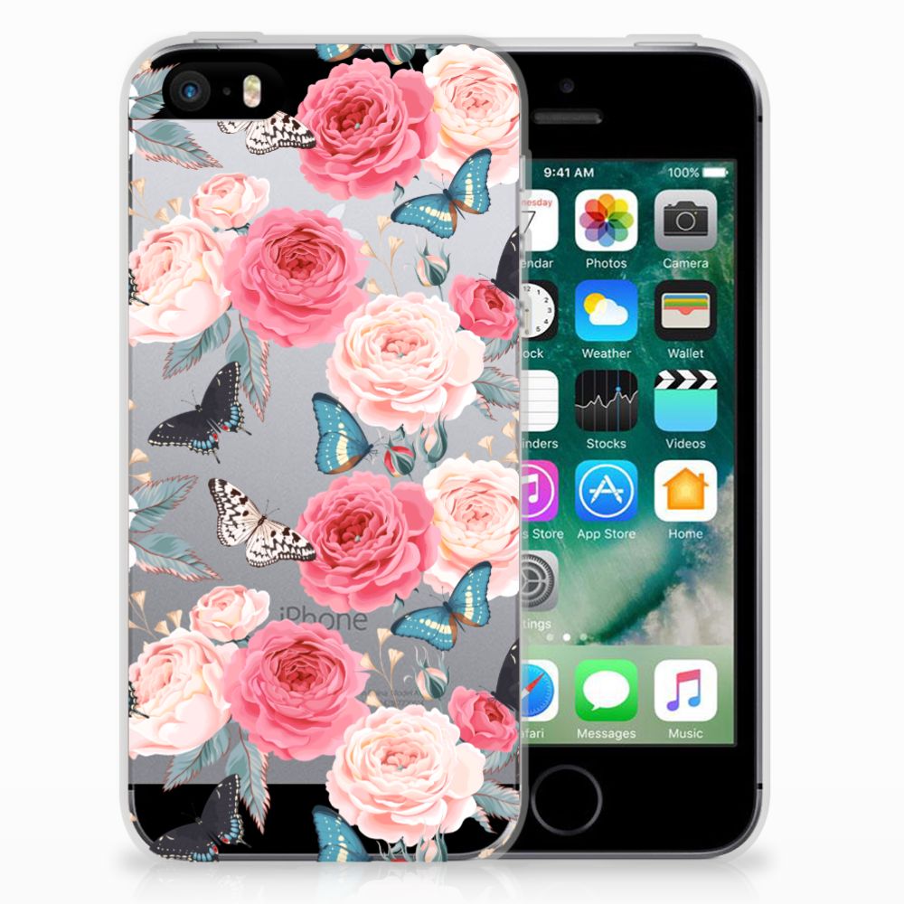 Apple iPhone SE | 5S Uniek TPU Hoesje Butterfly Roses