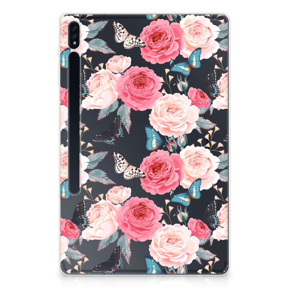 Samsung Galaxy Tab S7 Plus | S8 Plus Siliconen Hoesje Butterfly Roses