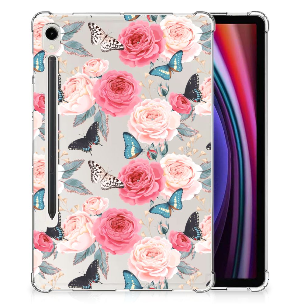 Samsung Galaxy Tab S9 Siliconen Hoesje Butterfly Roses