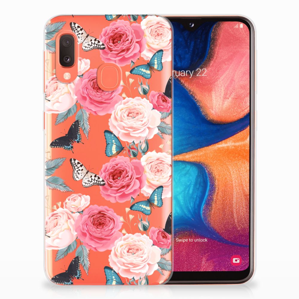 Samsung Galaxy A20e TPU Case Butterfly Roses
