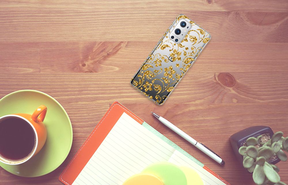OnePlus 9 Pro TPU Case Gouden Bloemen