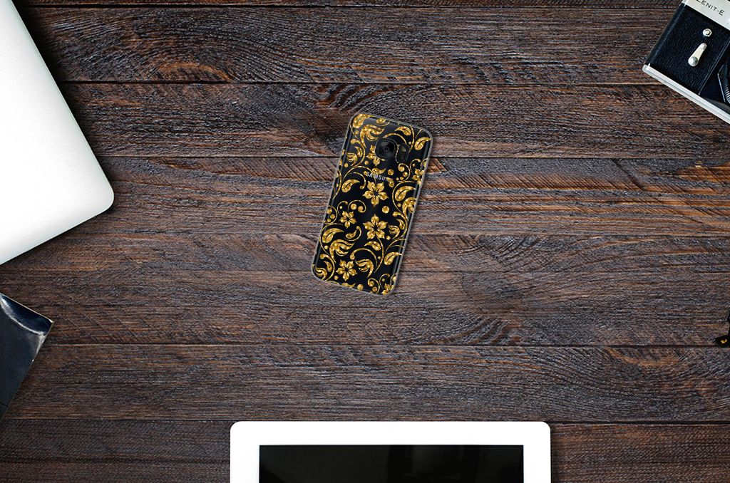 Samsung Galaxy S7 TPU Case Gouden Bloemen