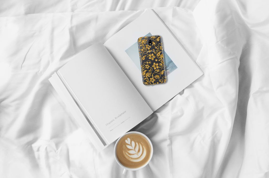 Samsung Galaxy J7 2017 | J7 Pro TPU Case Gouden Bloemen