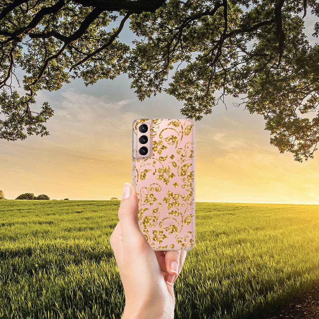 Samsung Galaxy S21 TPU Case Gouden Bloemen