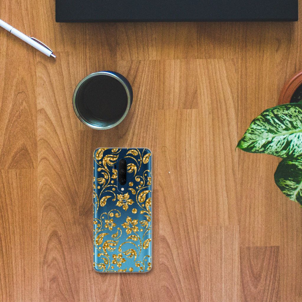 OnePlus 7T Pro TPU Case Gouden Bloemen