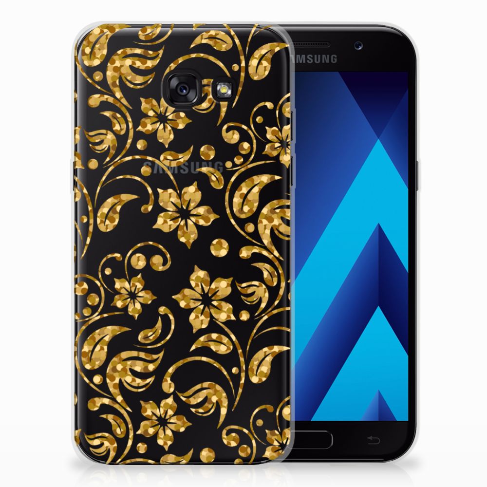 Samsung Galaxy A5 2017 TPU Case Gouden Bloemen
