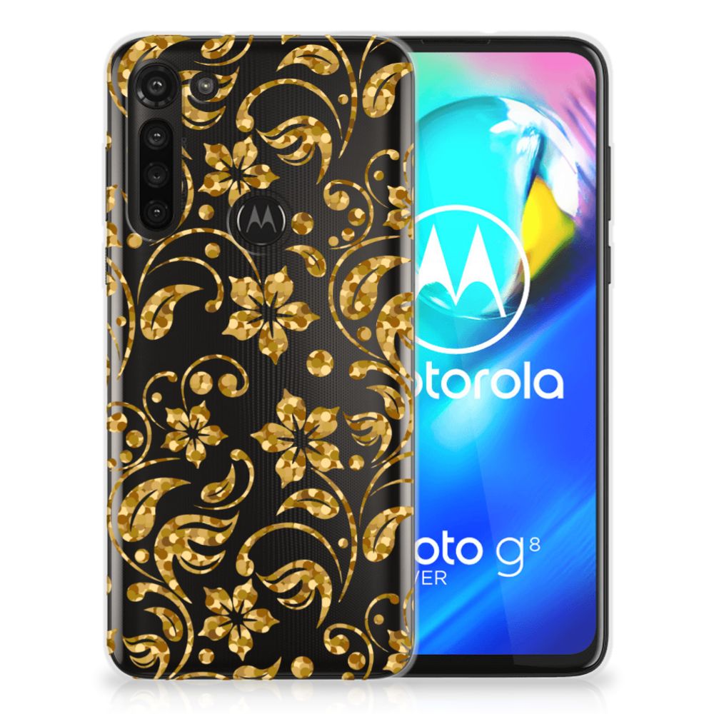 Motorola Moto G8 Power TPU Case Gouden Bloemen