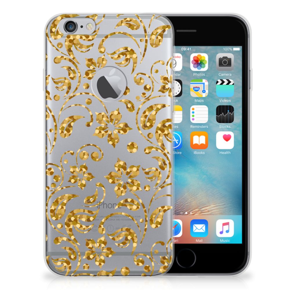 Apple iPhone 6 Plus | 6s Plus TPU Hoesje Design Gouden Bloemen