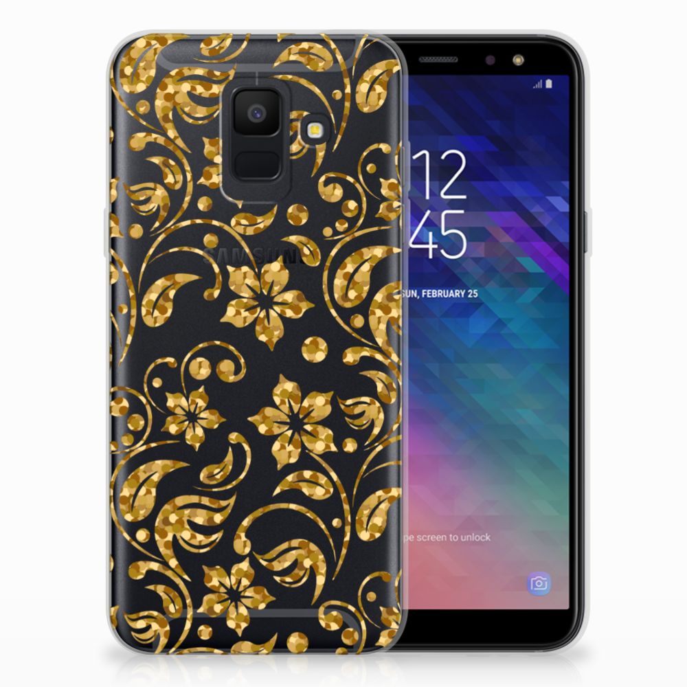 Samsung Galaxy A6 (2018) TPU Case Gouden Bloemen