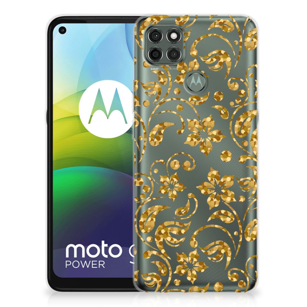 Motorola Moto G9 Power TPU Case Gouden Bloemen