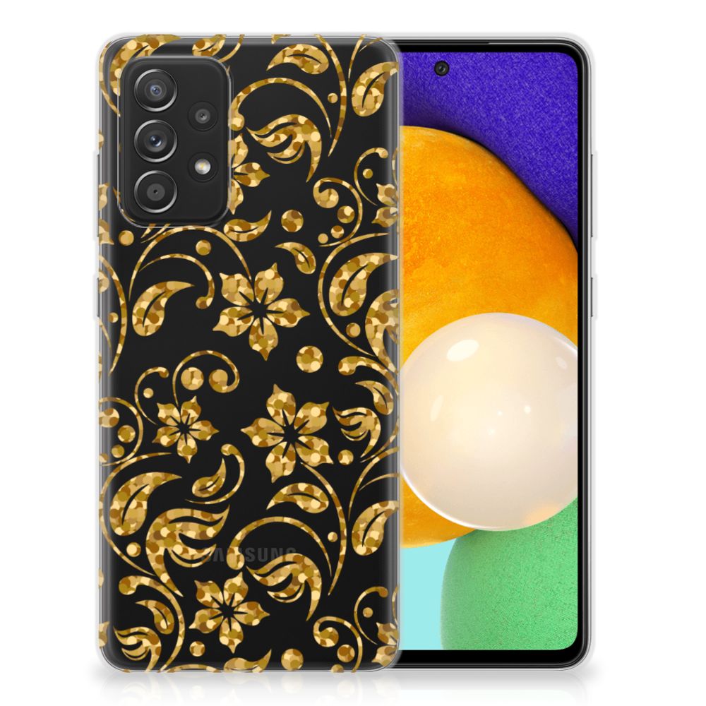 Samsung Galaxy A52 (5G/4G) TPU Case Gouden Bloemen