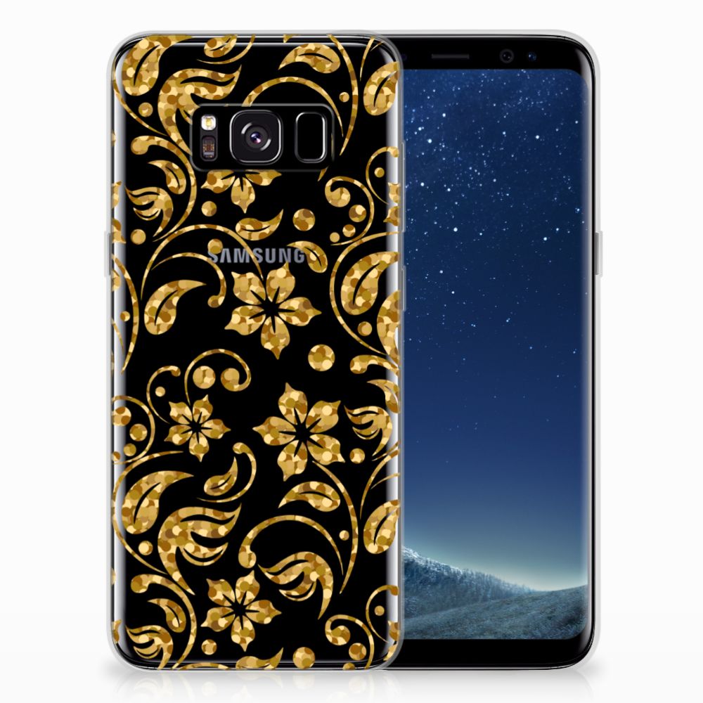 Samsung Galaxy S8 TPU Hoesje Design Gouden Bloemen