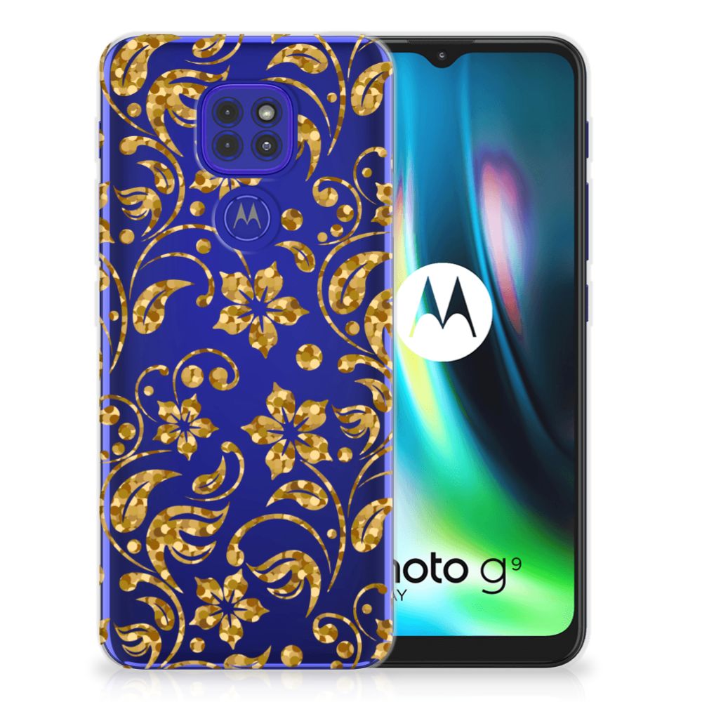 Motorola Moto G9 Play | E7 Plus TPU Case Gouden Bloemen