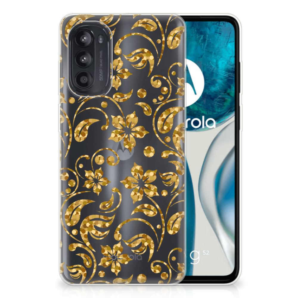 Motorola Moto G52/G82 TPU Case Gouden Bloemen
