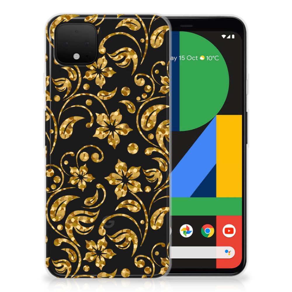 Google Pixel 4 XL TPU Case Gouden Bloemen