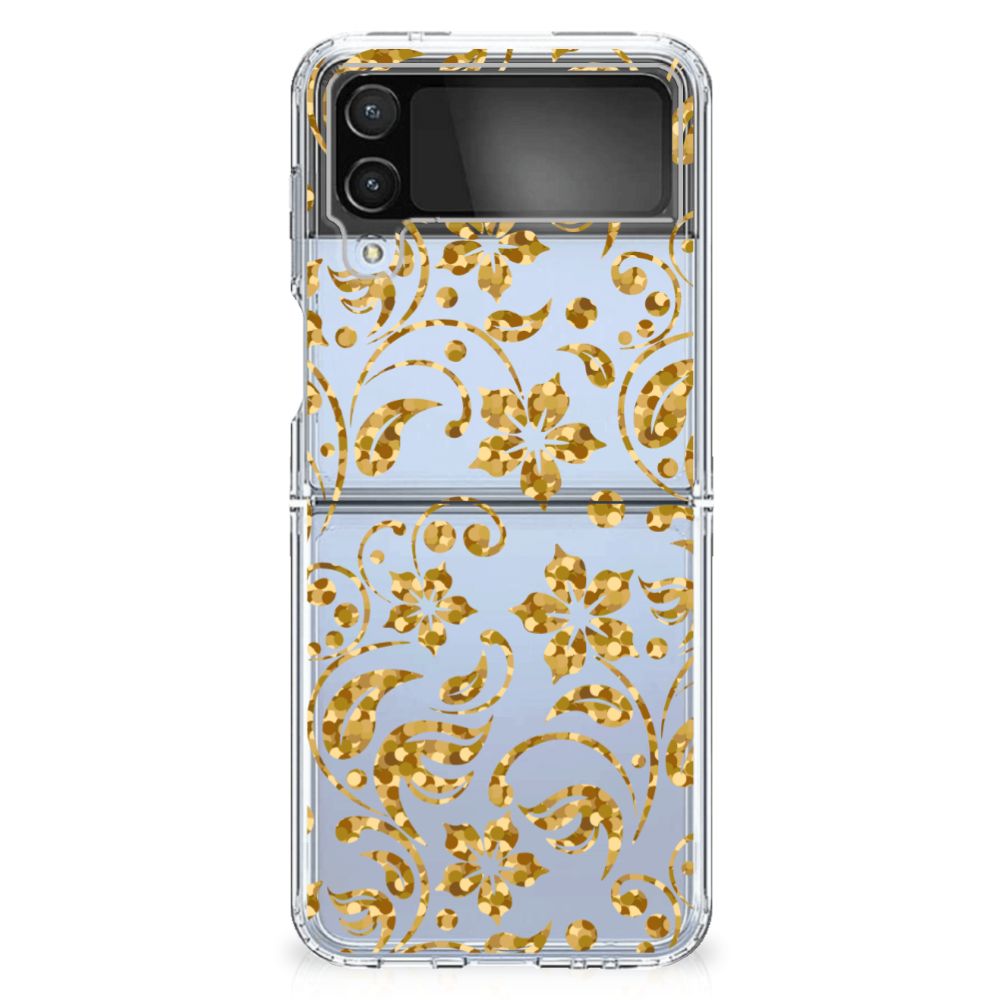 Samsung Galaxy Z Flip 4 TPU Case Gouden Bloemen