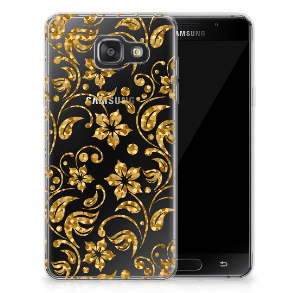 Samsung Galaxy A3 2016 TPU Case Gouden Bloemen