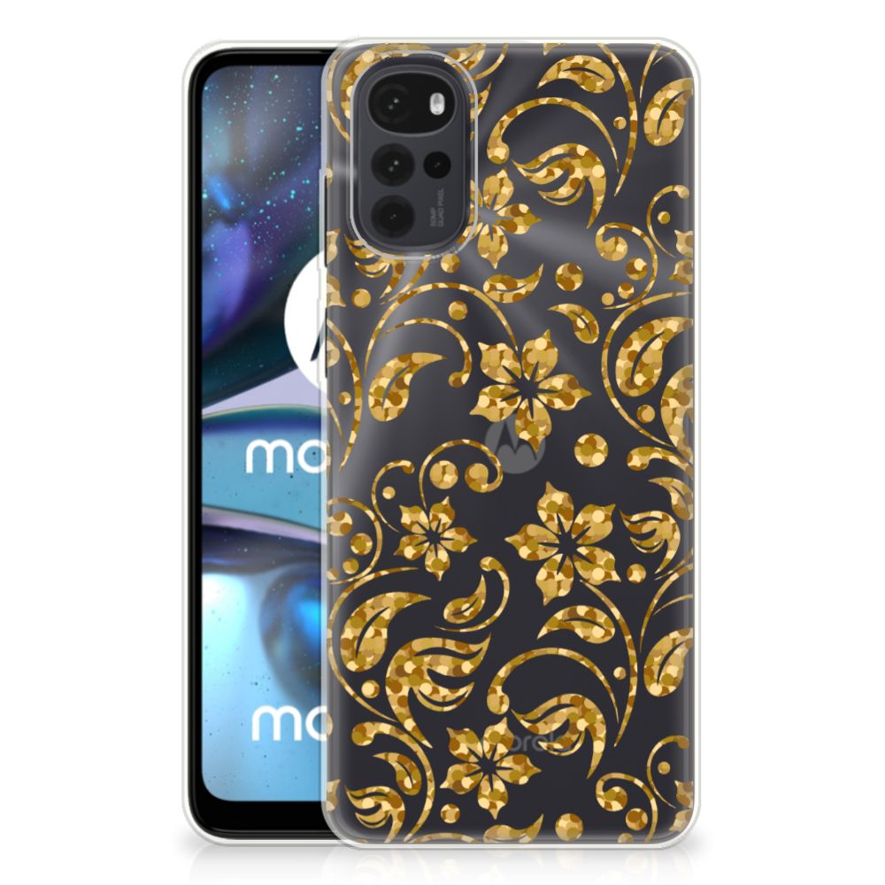 Motorola Moto G22 TPU Case Gouden Bloemen