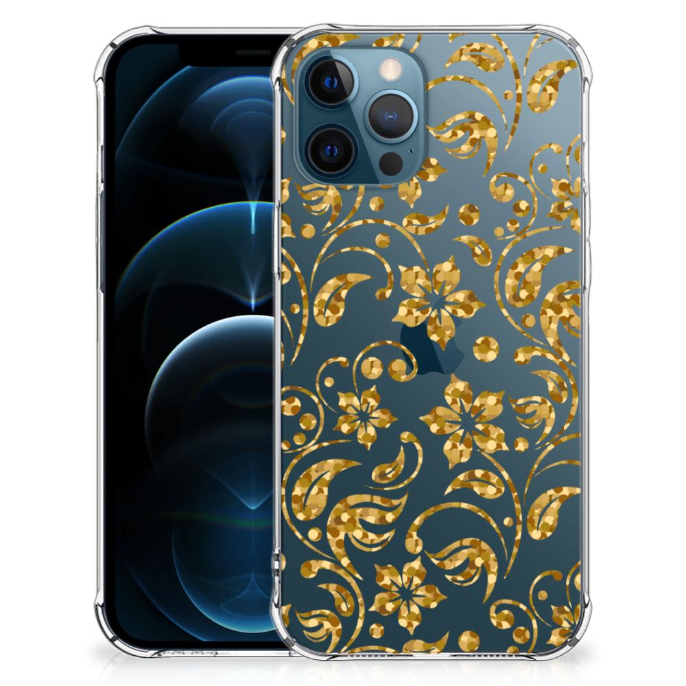 iPhone 12 | 12 Pro Case Gouden Bloemen