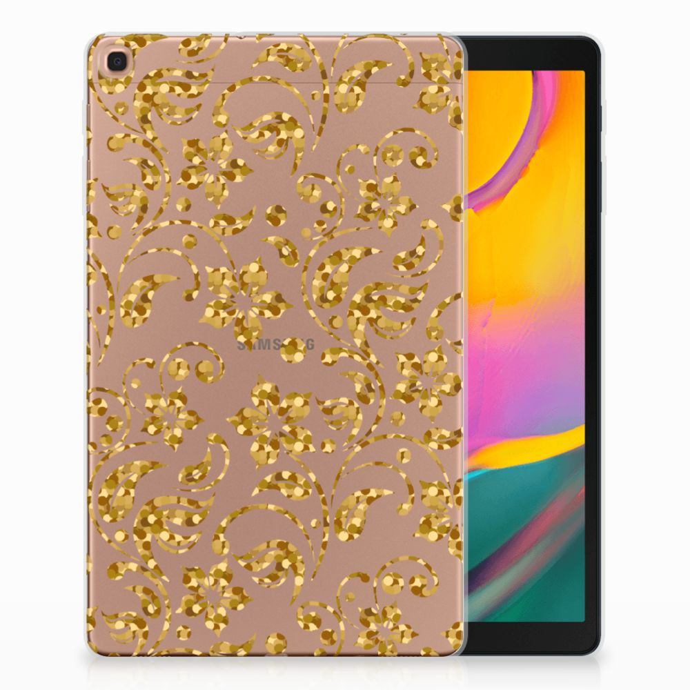 Samsung Galaxy Tab A 10.1 (2019) Siliconen Hoesje Gouden Bloemen