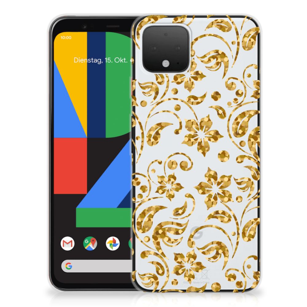 Google Pixel 4 TPU Case Gouden Bloemen