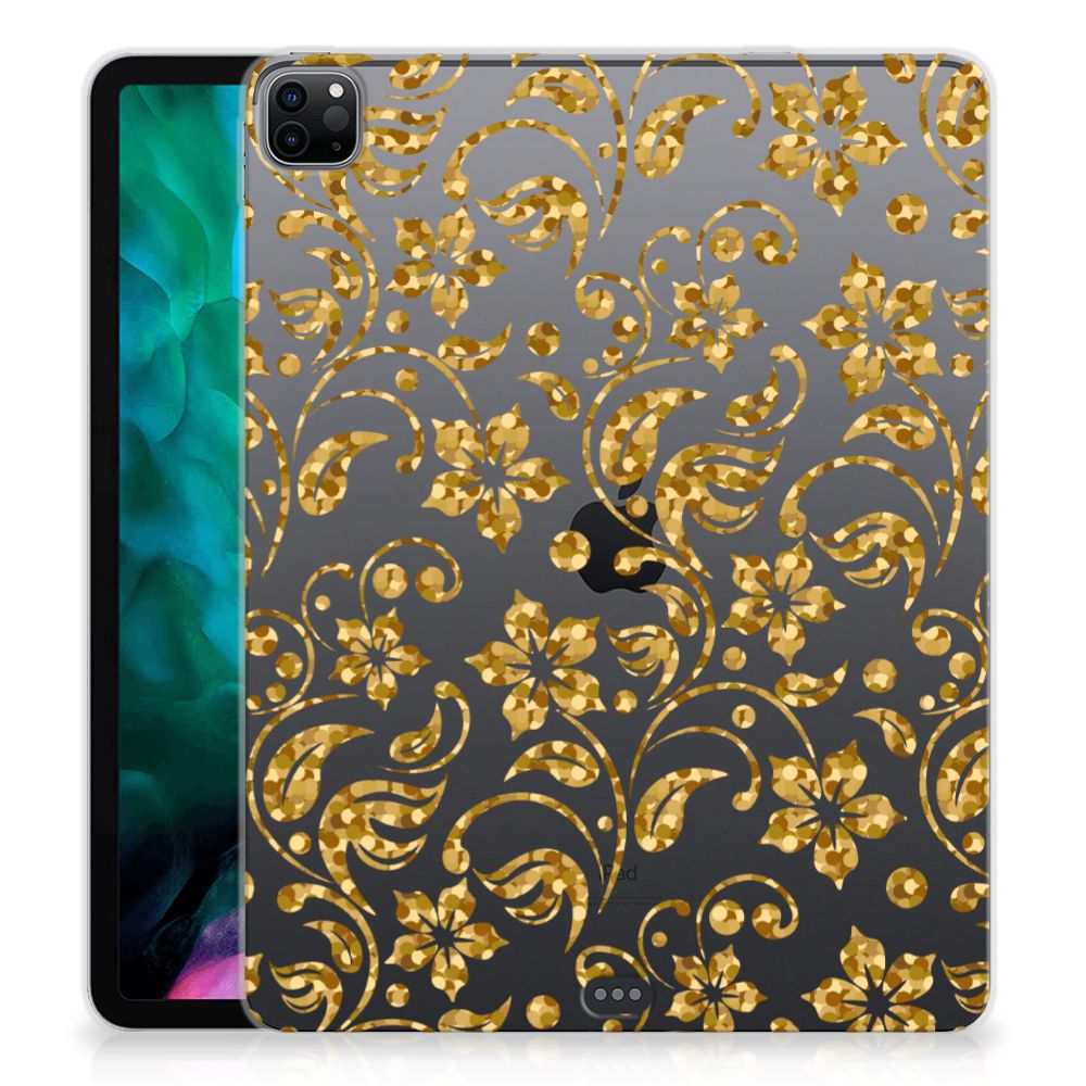 iPad Pro 12.9 (2020) | iPad Pro 12.9 (2021) Siliconen Hoesje Gouden Bloemen