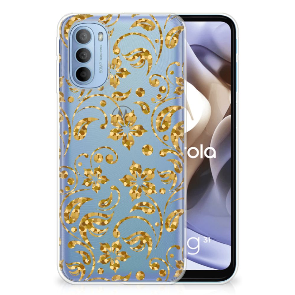 Motorola Moto G31 | G41 TPU Case Gouden Bloemen