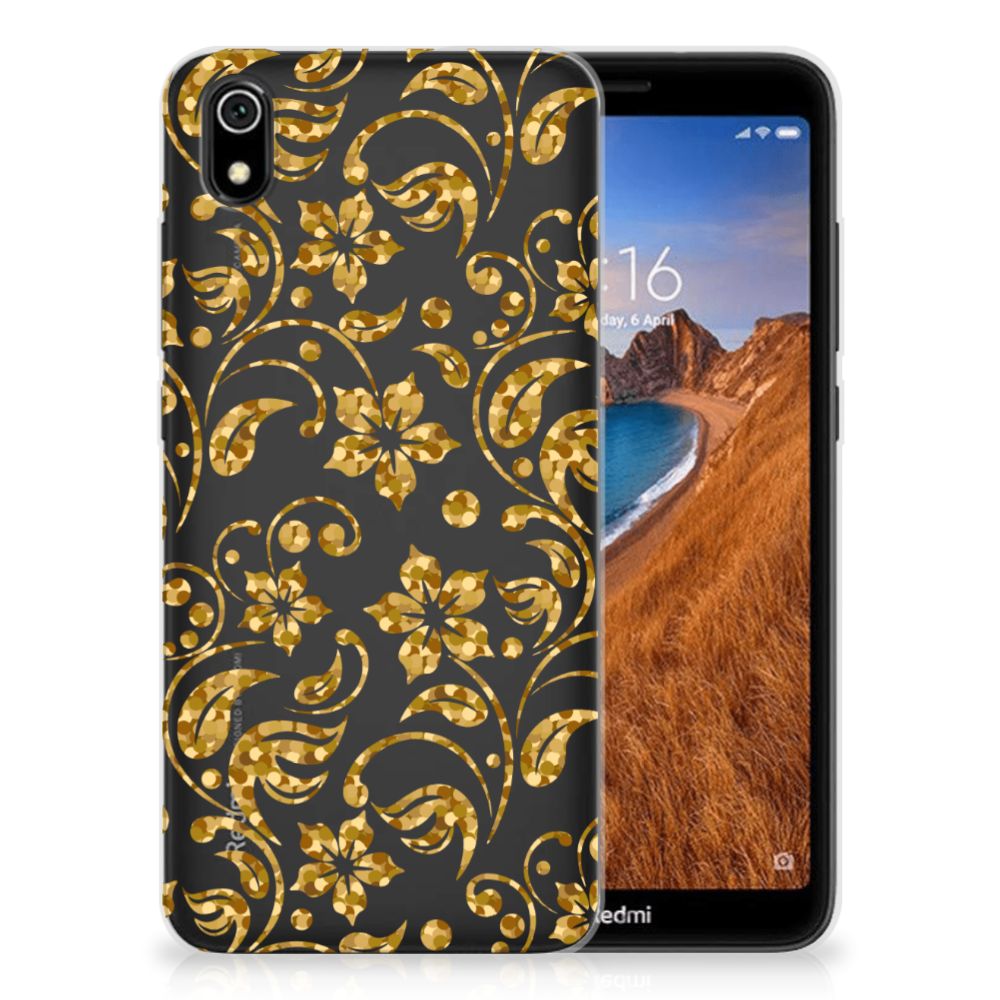 Xiaomi Redmi 7A TPU Case Gouden Bloemen