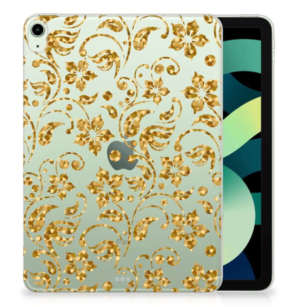 iPad Air (2020/2022) 10.9 inch Siliconen Hoesje Gouden Bloemen