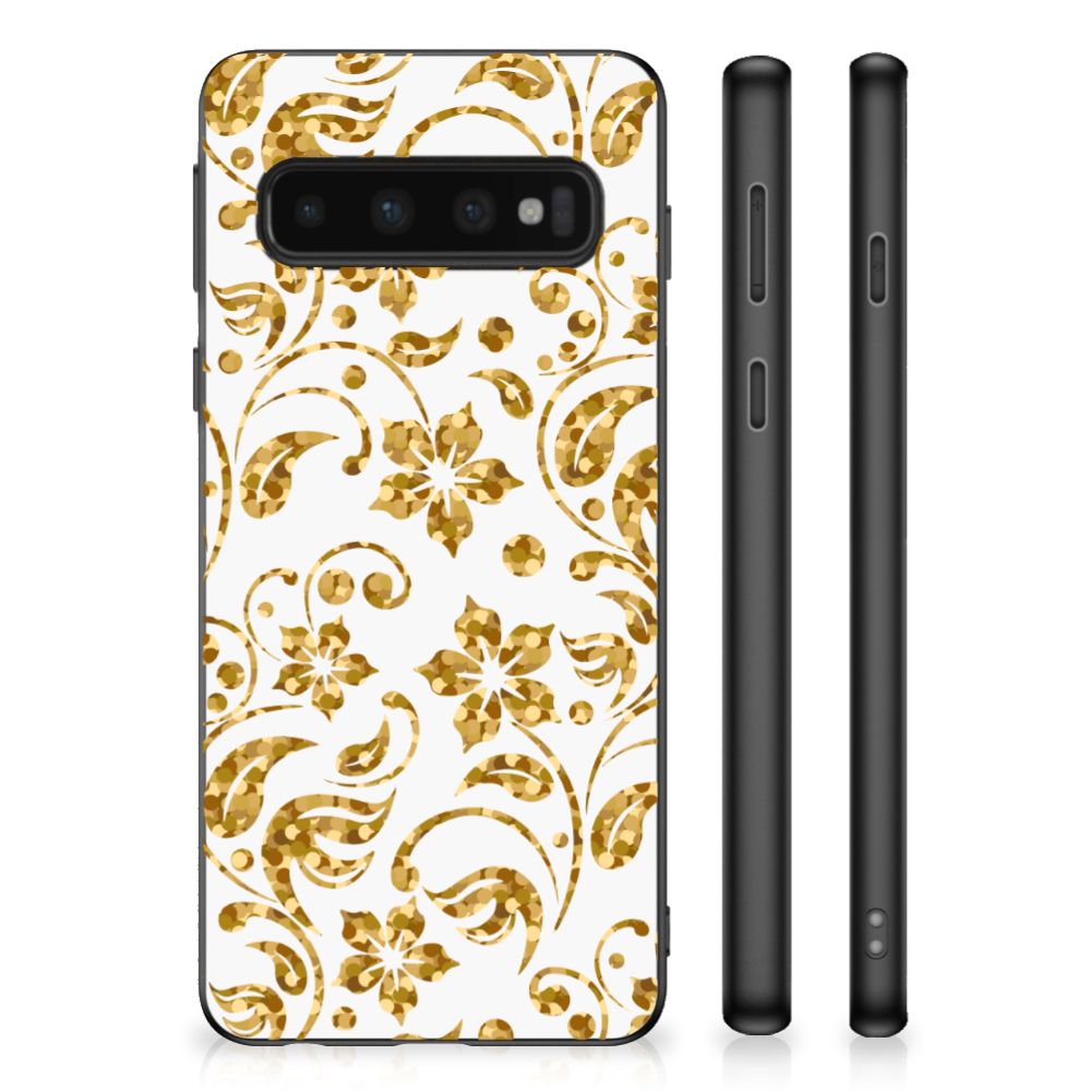 Samsung Galaxy S10 Skin Case Gouden Bloemen