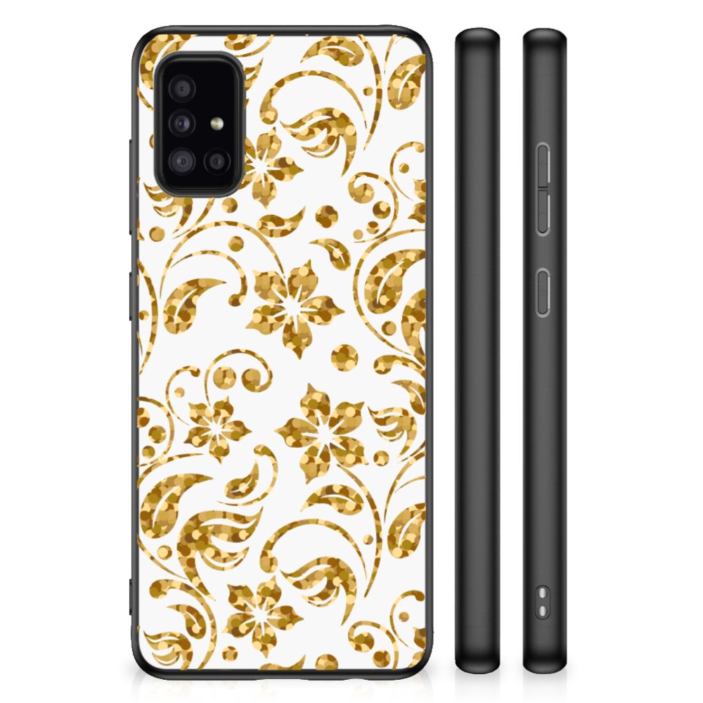 Samsung Galaxy A51 Skin Case Gouden Bloemen
