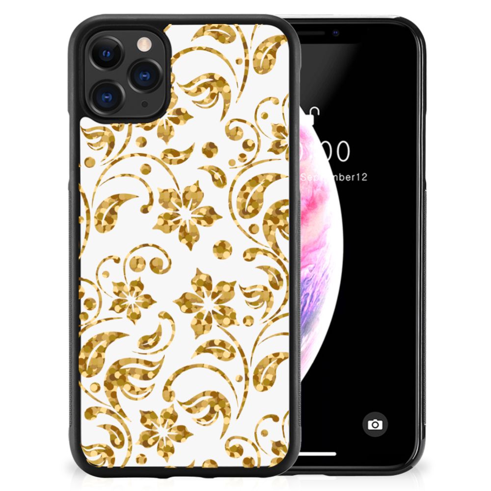 Apple iPhone 11 Pro Max Skin Case Gouden Bloemen