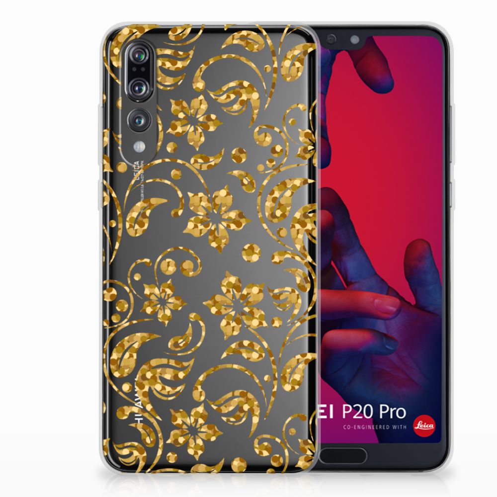Huawei P20 Pro TPU Case Gouden Bloemen