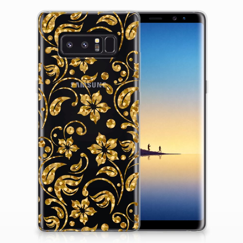 Samsung Galaxy Note 8 TPU Case Gouden Bloemen