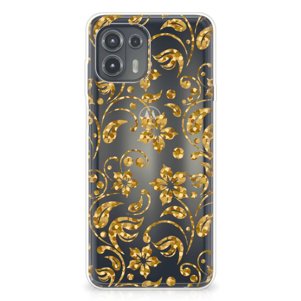 Motorola Edge 20 Lite TPU Case Gouden Bloemen