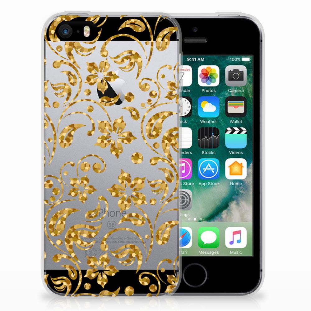 Apple iPhone SE | 5S TPU Case Gouden Bloemen