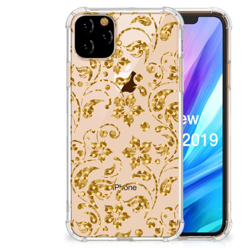 Apple iPhone 11 Pro Max Case Gouden Bloemen