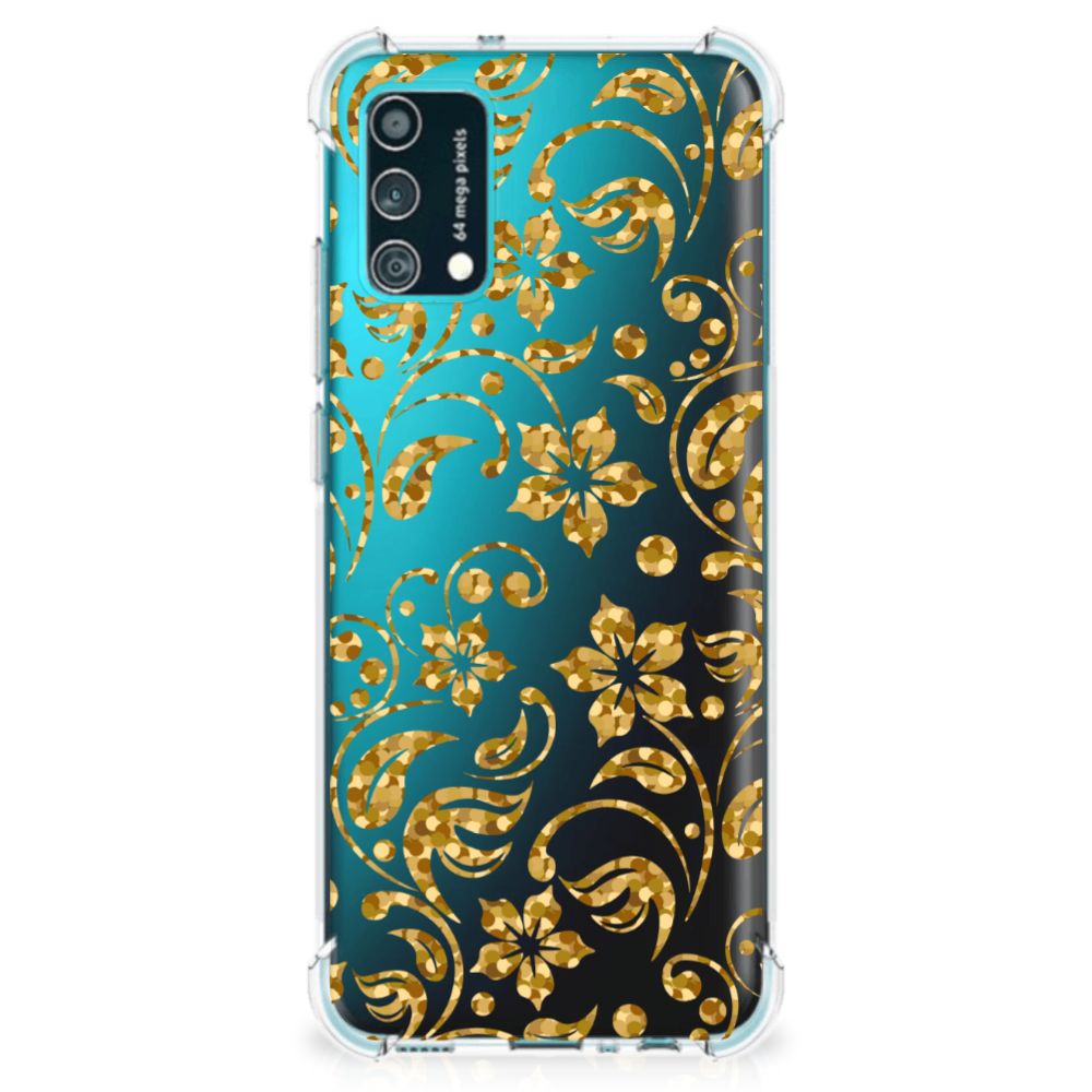 Samsung Galaxy M02s | A02s Case Gouden Bloemen