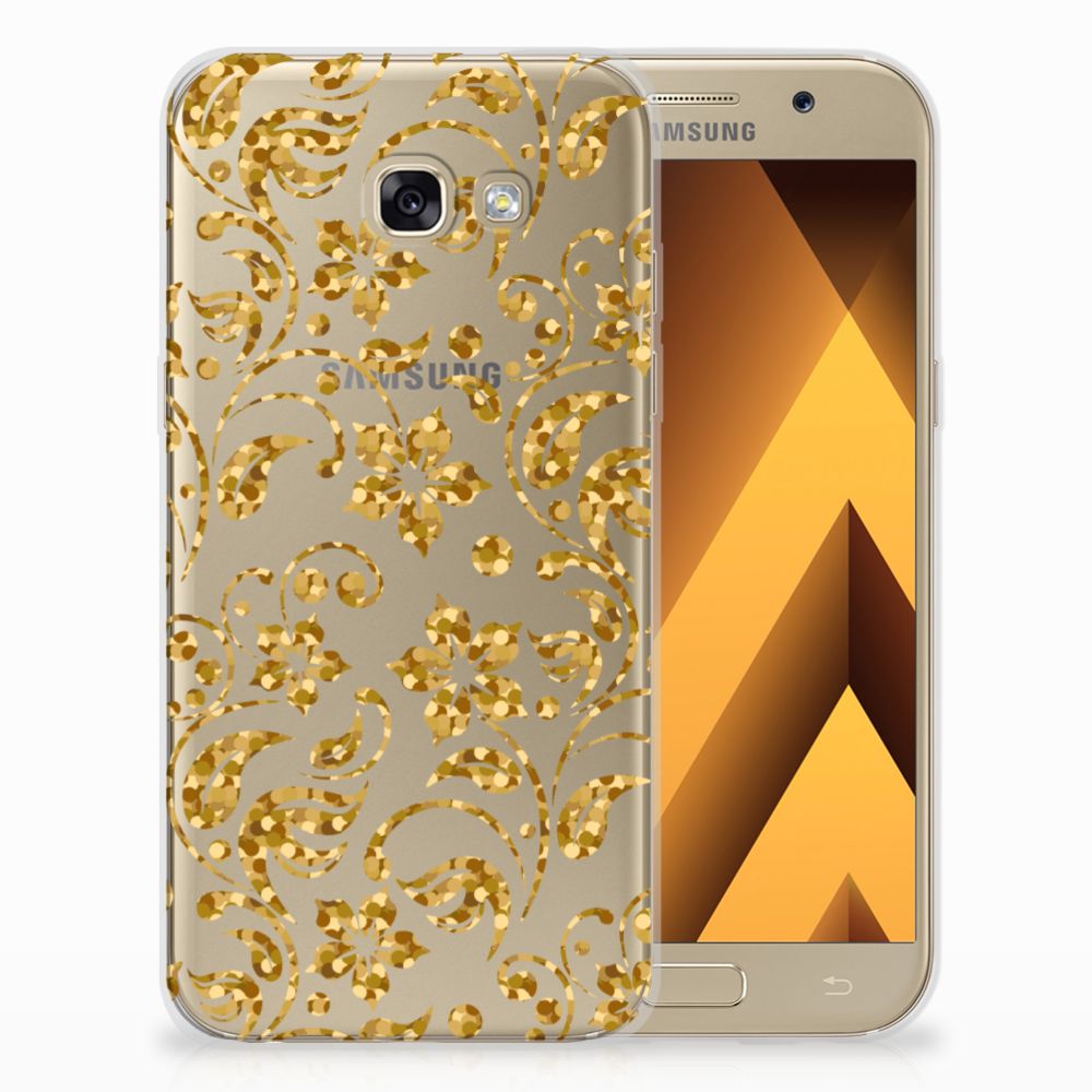 Samsung Galaxy A5 2017 TPU Case Gouden Bloemen